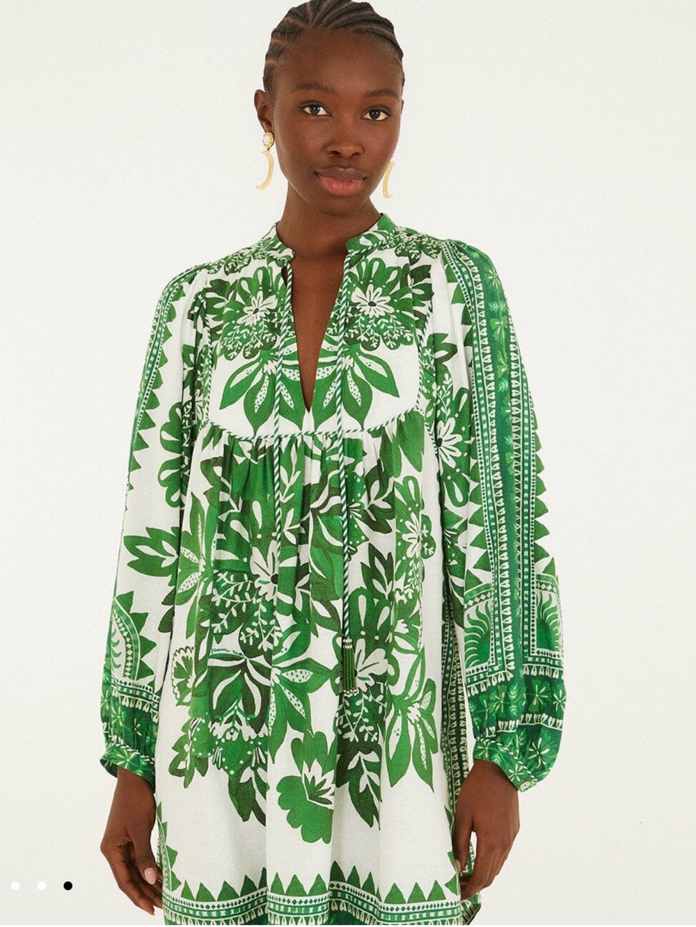 FARM RIO Green Flora Tapestry Mini Women's Dress Small